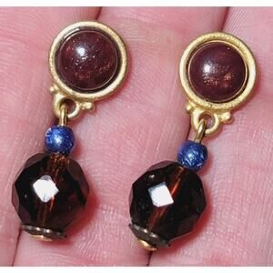 Liz Claiborne Gold Dangle Glass Bead Earrings